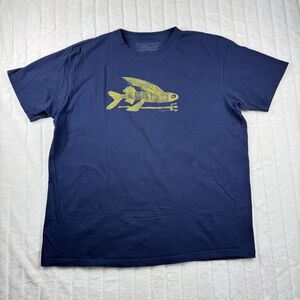 Patagonia Shirt Men's XL Navy Slim Fit Organic Cotton Flying Fish Graphic Tee